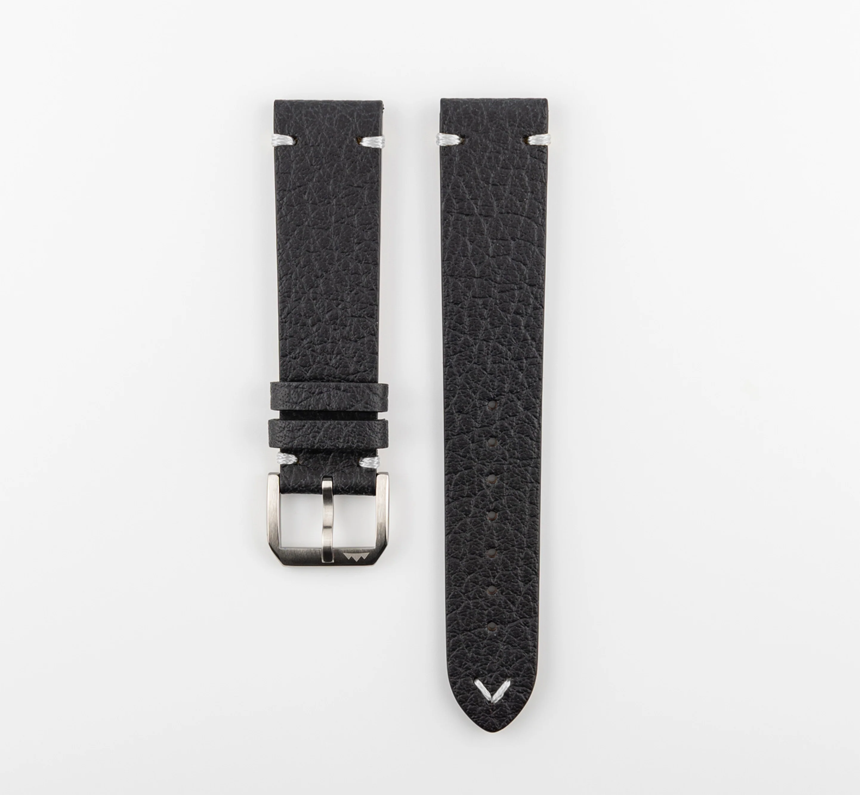 Black Vintage leather & white stitching - Buckle 16 mm - Image 4